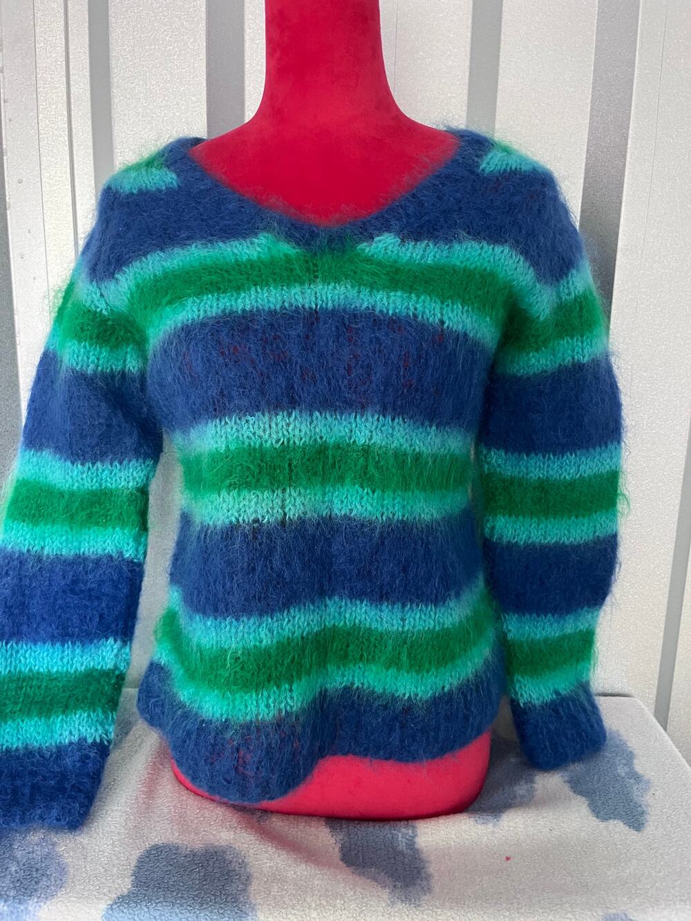 stripped sweater fuzzy